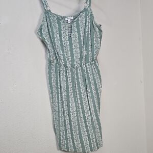 AUW Green and White Patterned Midi Dress